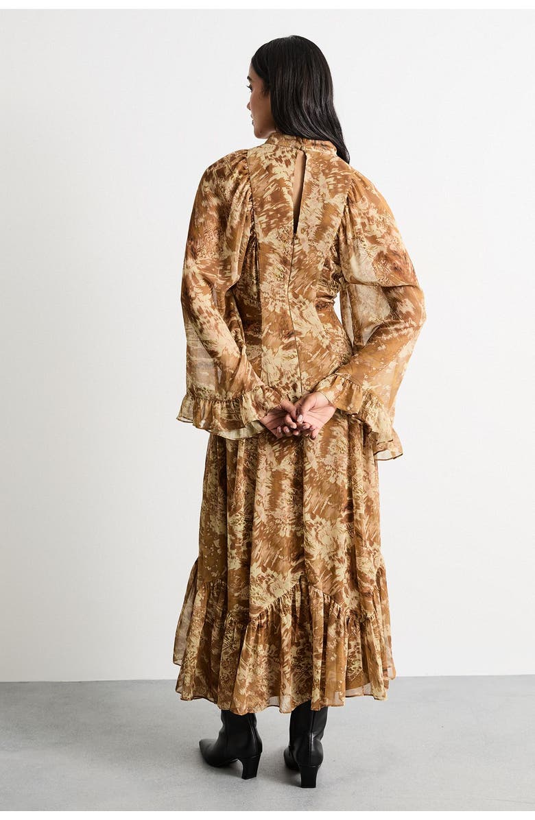 Warehouse Romantic Chiffon Sleeve Midaxi Dress, Alternate, color, Neutral