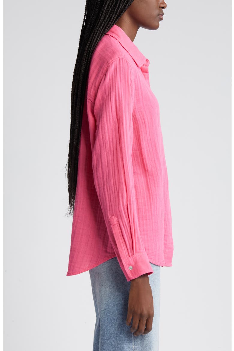 Ellis Cotton Gauze Button-Up Shirt, Alternate, color, HIBISCUS