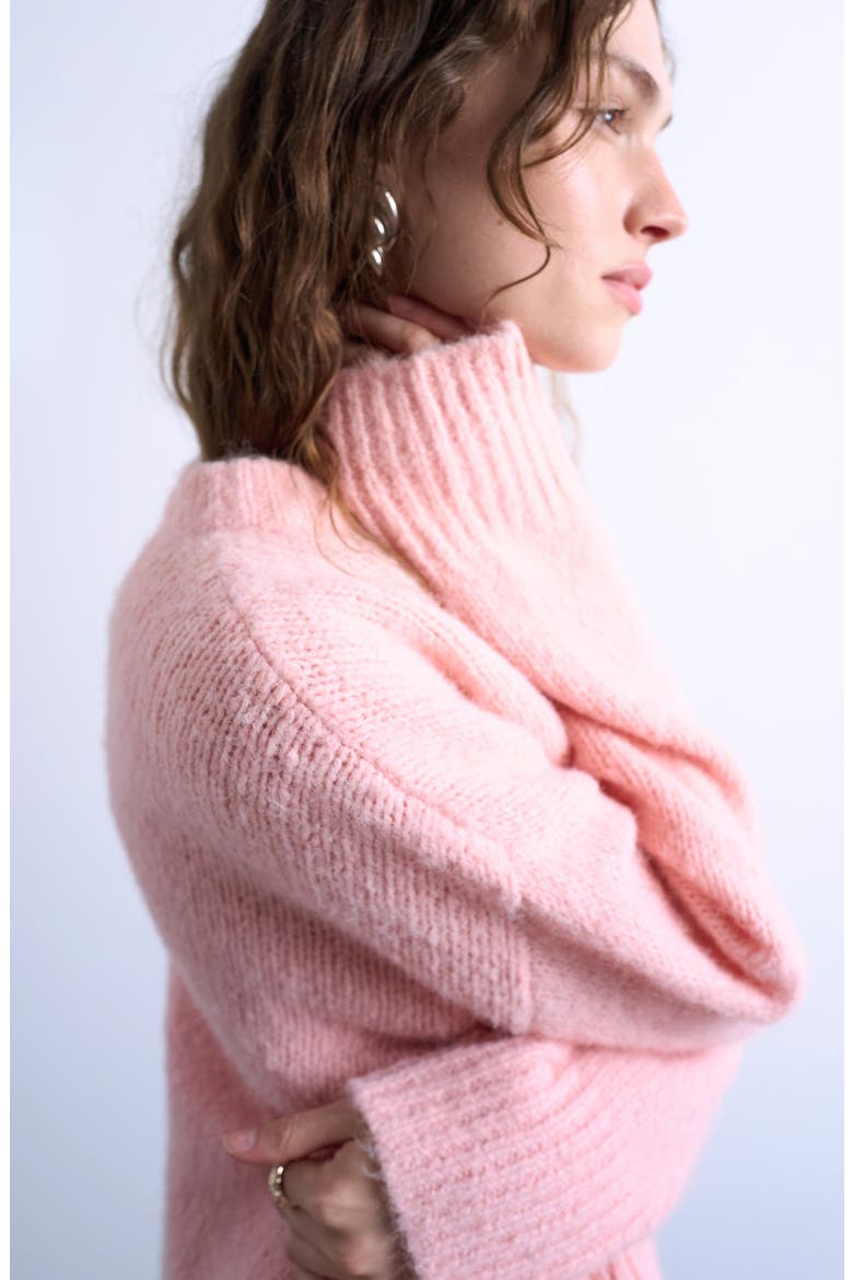 Fluffy Crewneck Sweater, Alternate, color, PINK