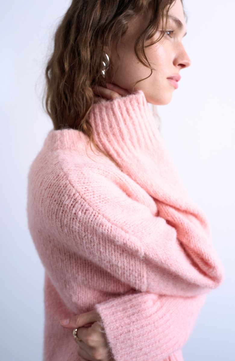 Topshop Fluffy Crewneck Sweater, Alternate, color, Pink