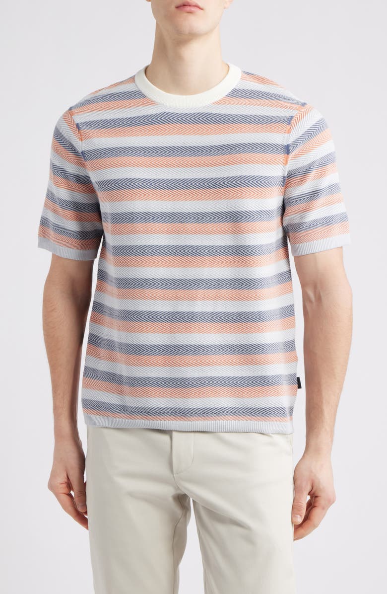 Paul Smith Short Sleeve Stripe Chevron Sweater, Main, color, 