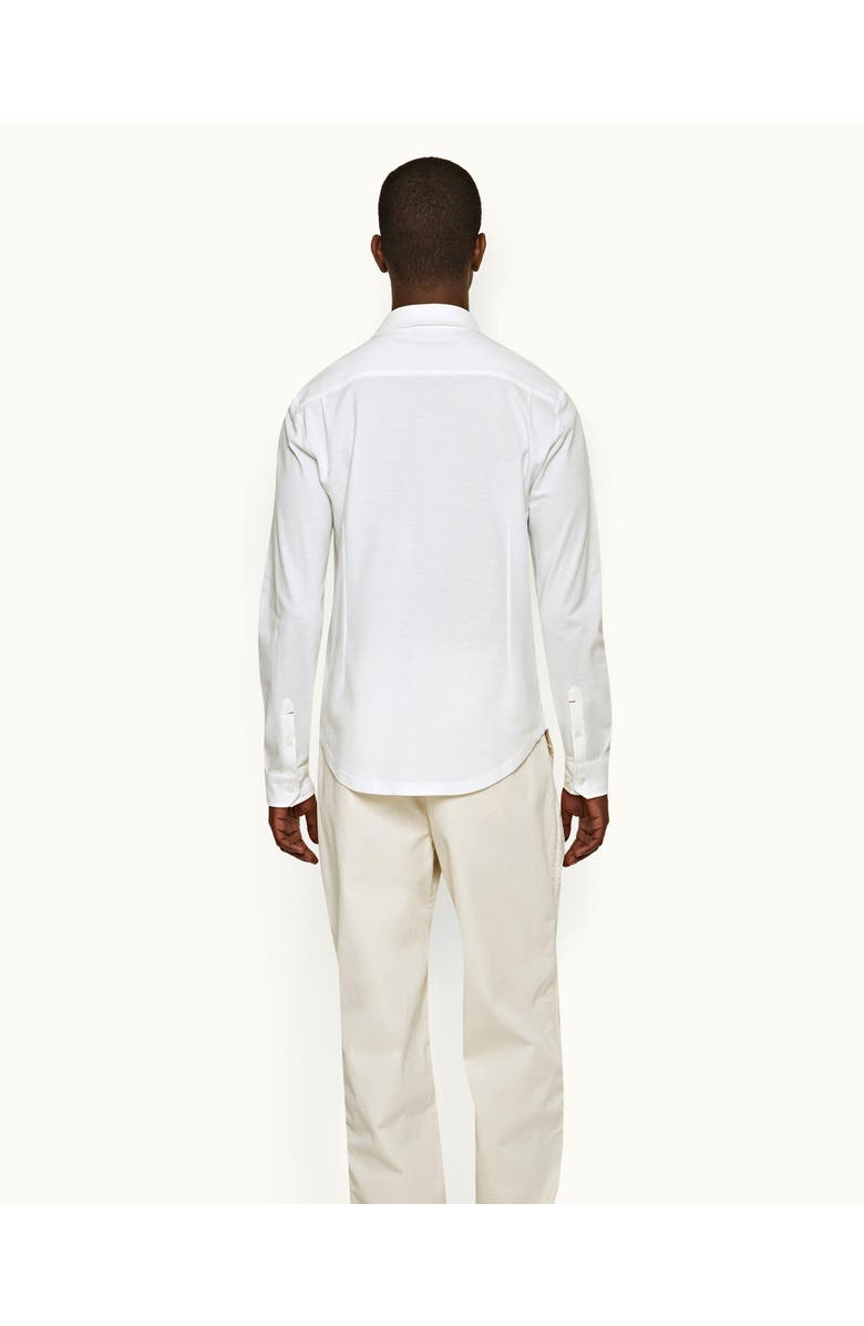 Orlebar Brown Giles Pique Classic Collar Cotton Pique Shirt, Alternate, color, White
