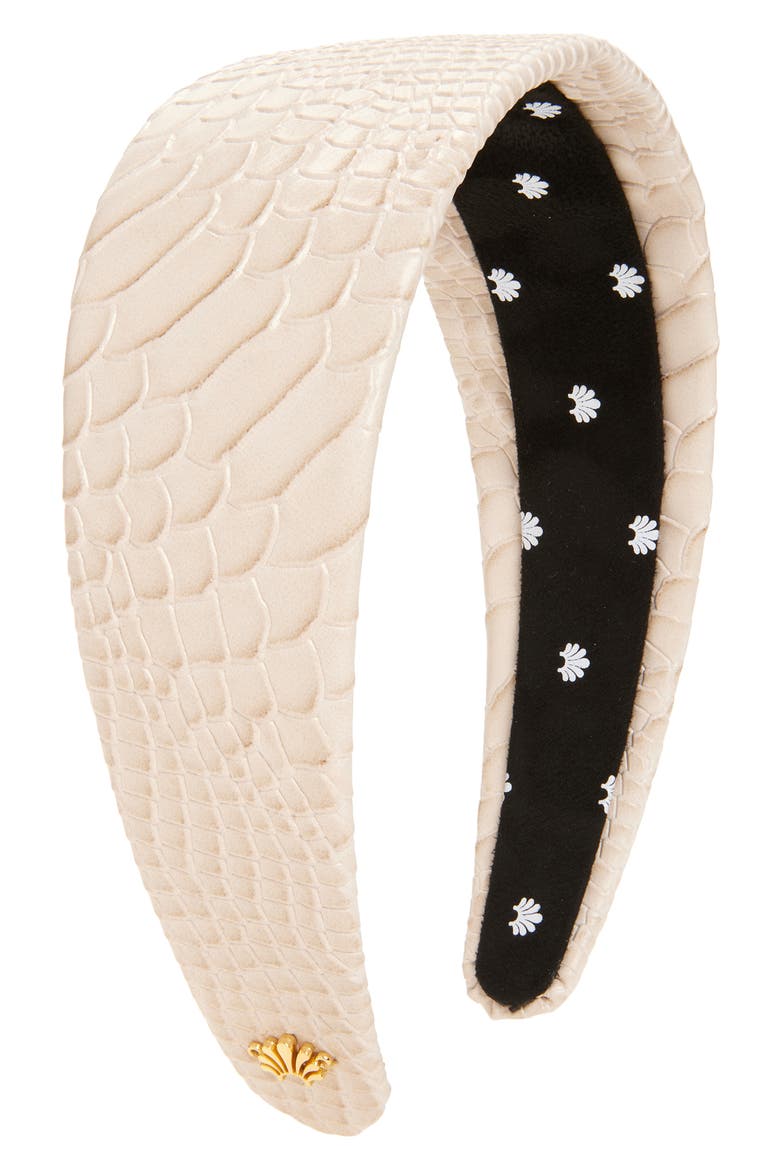 Brigitte Faux Croc Headband, Main, color, BISQUE