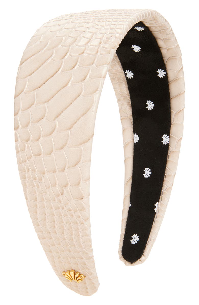 Lele Sadoughi Brigitte Faux Croc Headband, Main, color, Bisque