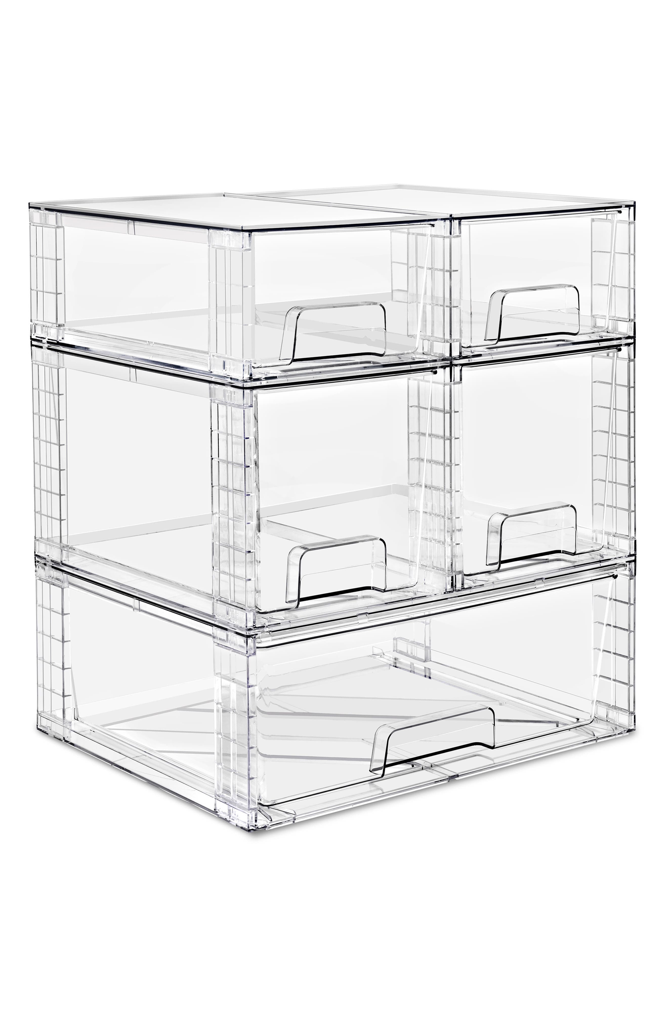5-Piece Stackable Clear Storage Drawer Set