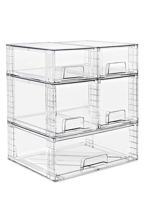 5-Piece Stackable Clear Storage Drawer Set