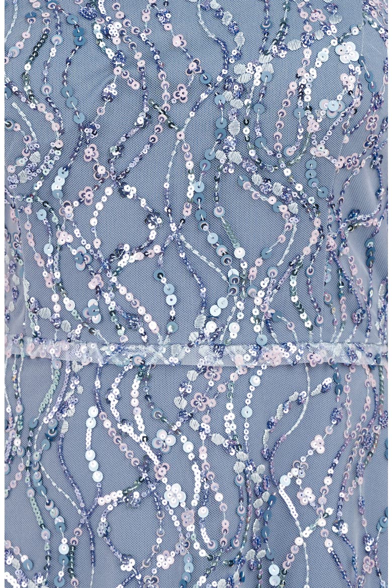 Jay Sequin Illusion Neck Cocktail Dress, Alternate, color, BABY BLUE