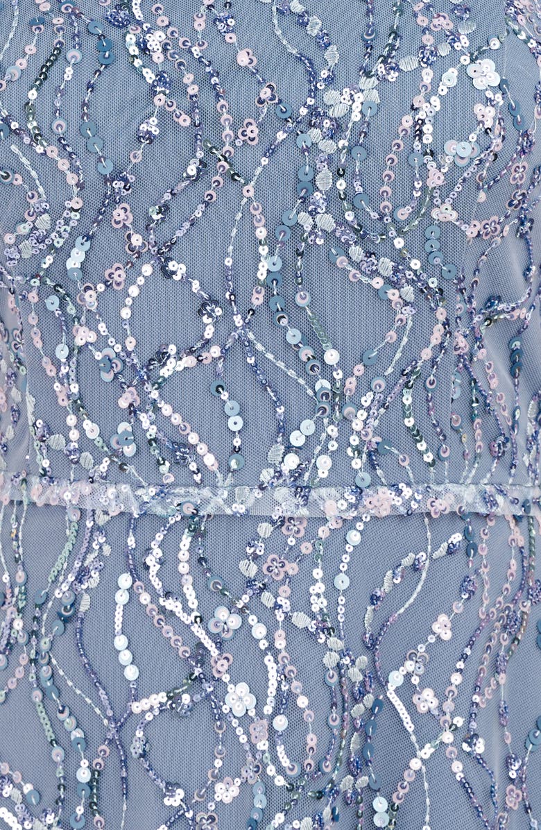 JS Collections Jay Sequin Illusion Neck Cocktail Dress, Alternate, color, Baby Blue