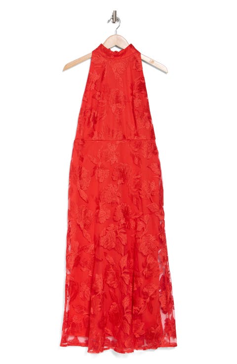 Leafy Embroidered Sheath Maxi Dress