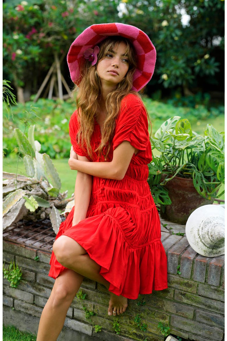 The Srikandi Ruffle Mini Dress, Alternate, color, Red