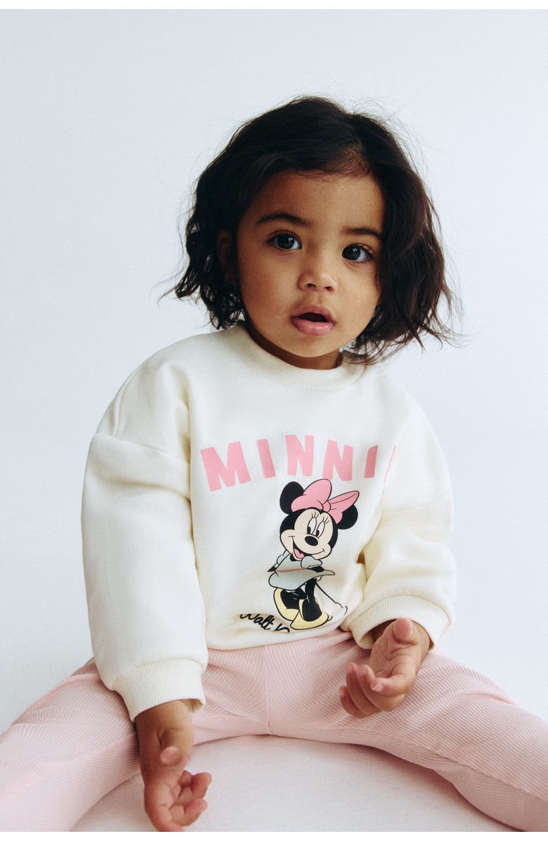 H&M 2-piece Sweatshirt And Leggings Set, Alternate, color, Cream/Minnie Mouse