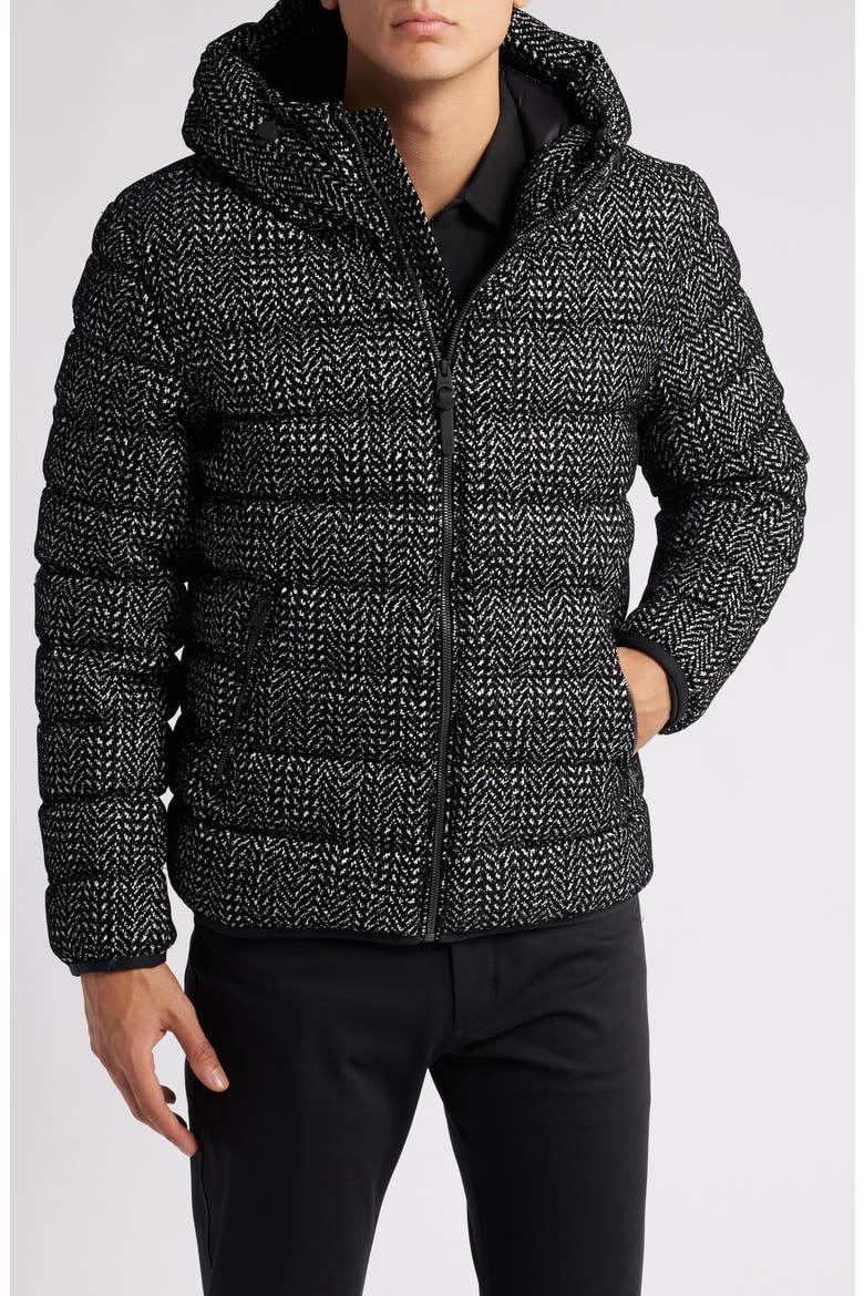 Jack Flocked Herringbone 750 Fill Power Down Jacket, Alternate, color, BLACK-WHITE