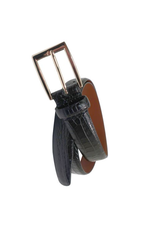 Crocodile Embossed Leather Belt