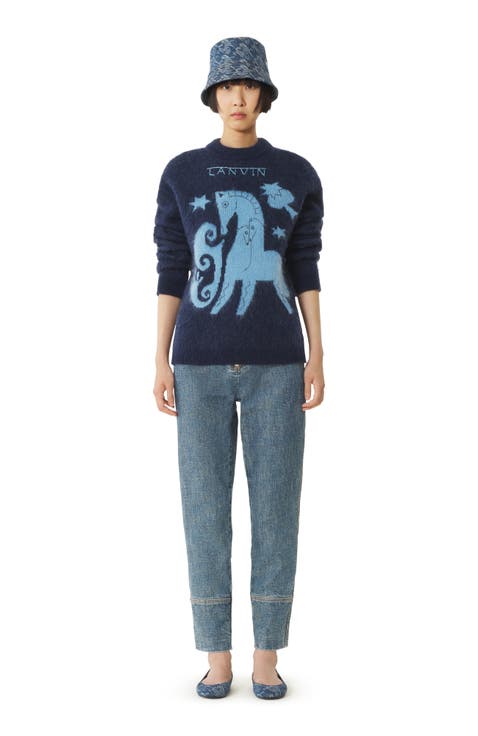 Blue Lunar Year Jacquard Mohair Sweater