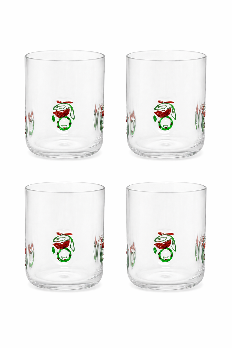 Wreath Icon Glass, Set of 4, Alternate, color, Multi