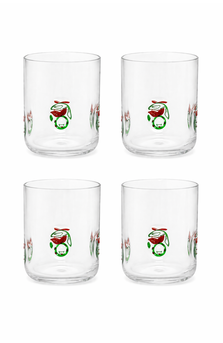 Jeanne Fitz Wreath Icon Glass, Set of 4, Alternate, color, Multi