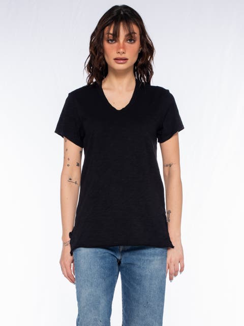 Shrunken Scoopy Neck Ruffled Slits