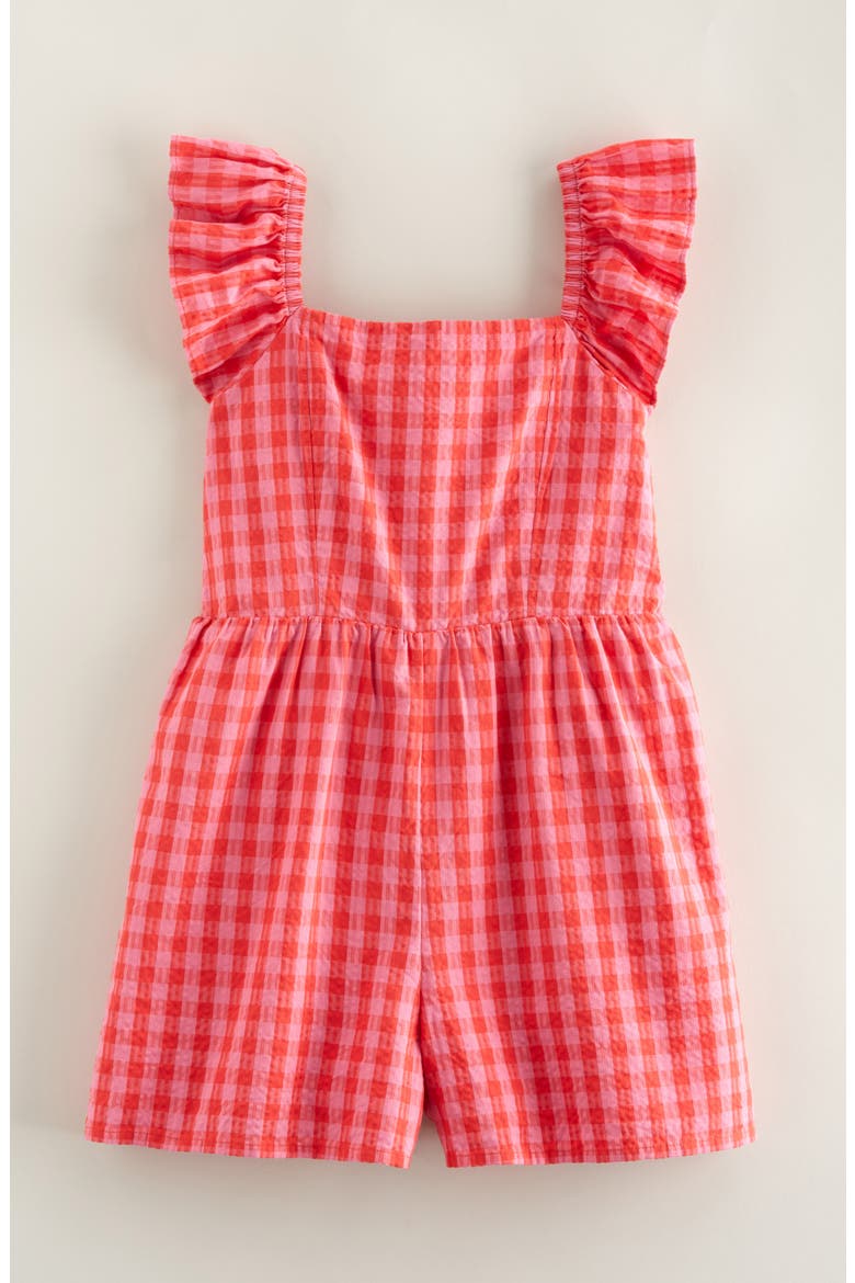 Kids' Gingham Flutter Romper, Main, color, RED LOLLIPOP- PINK GINGHAM