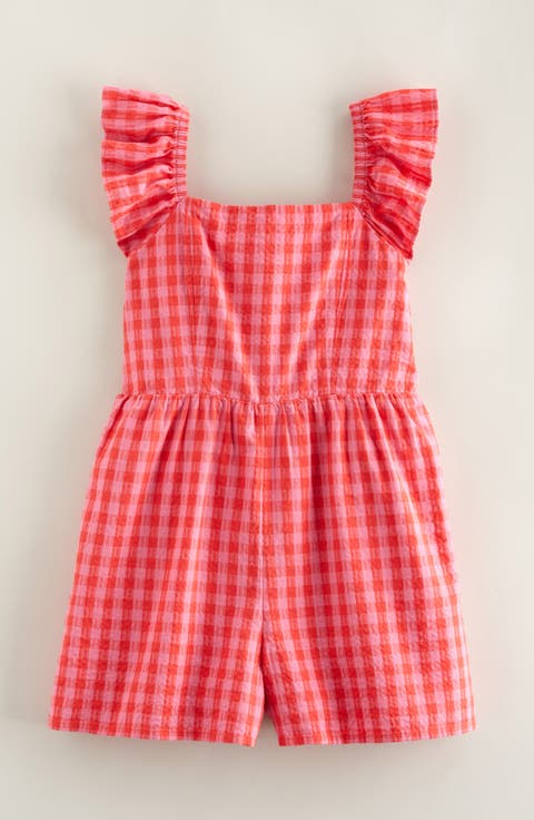 Kids' Gingham Flutter Romper (Big Kid)