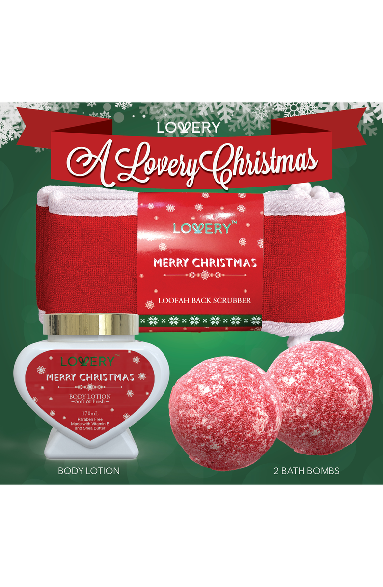 Lovery Strawberry & Sandalwood Merry Christmas Spa Gift Basket, Alternate, color, Strawberry