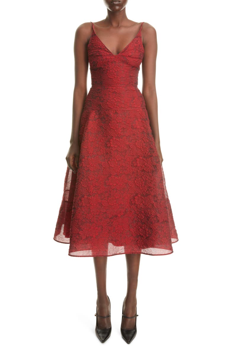 Erdem Doris Organza Fit & Flare Midi Dress, Main, color, 