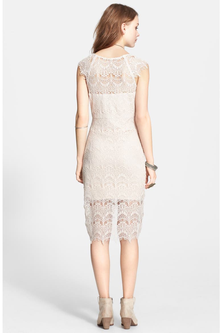 Lace High/Low Sheath Dress, Alternate, color, SAND