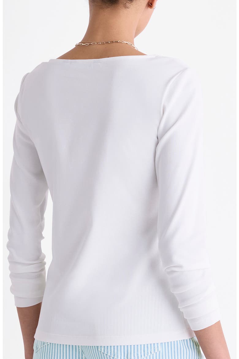 Boat Neck Stretch Cotton Top, Alternate, color, WHITE CAP