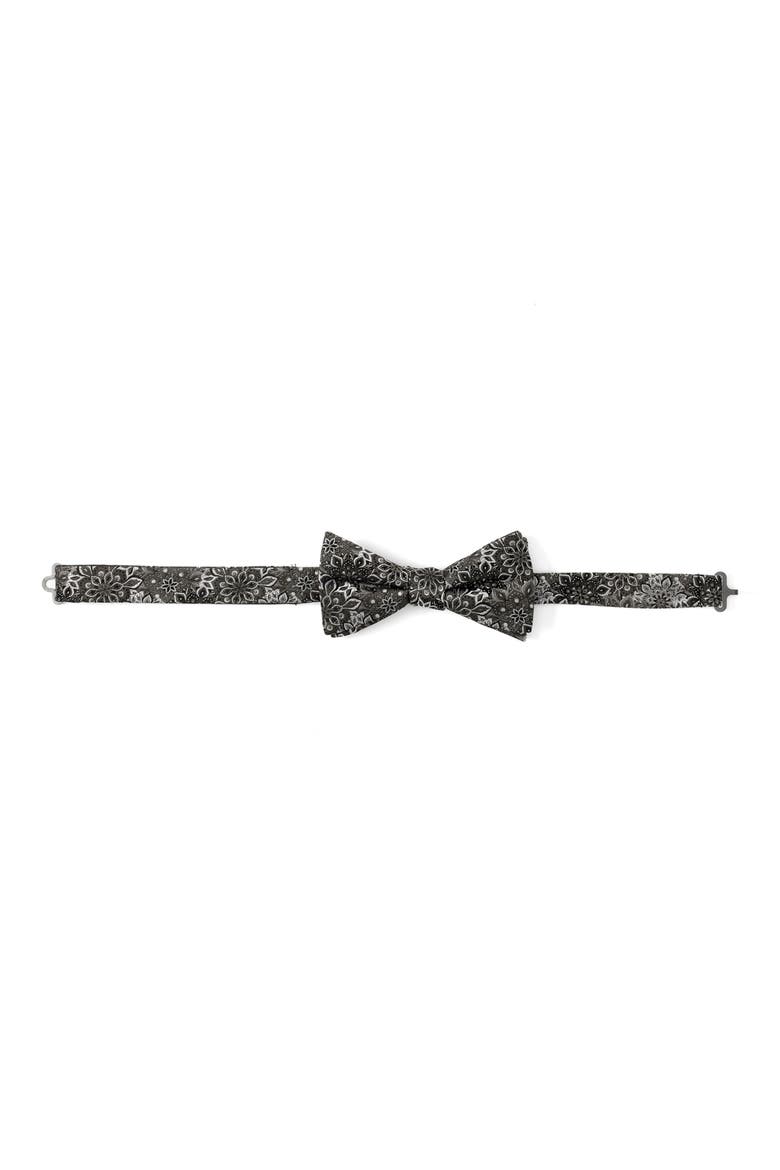 Kaleido Floral Charcoal Silk Bow Tie, Alternate, color, BLACK