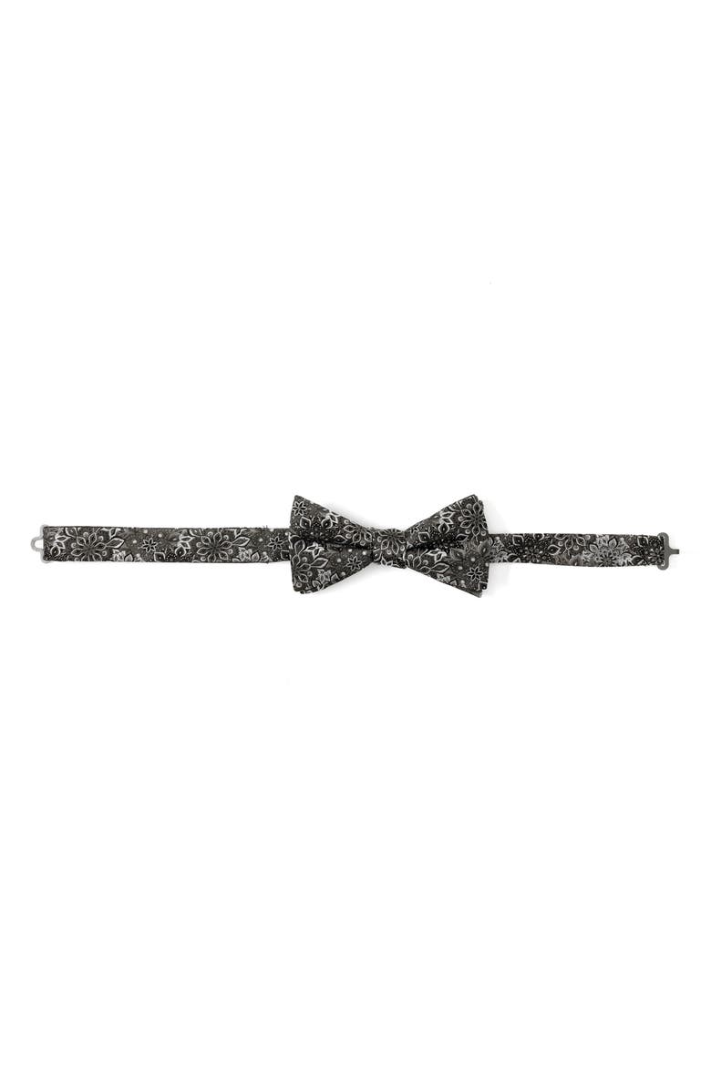 Cufflinks, Inc. Kaleido Floral Charcoal Silk Bow Tie, Alternate, color, Black