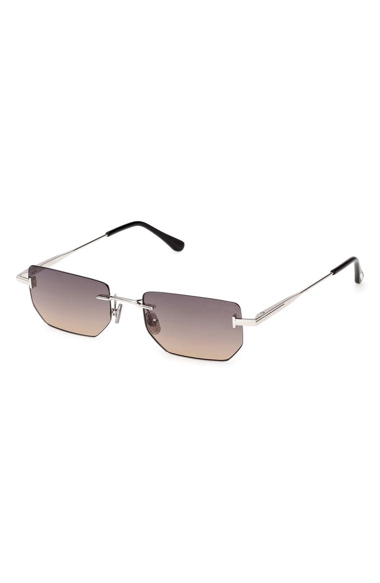 TOM FORD Ethan 53mm Geometric Sunglasses, Alternate, color, Shiny Palladium / Smoke Lens