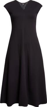 Emporio Armani Punto Milano V-Neck Midi Dress