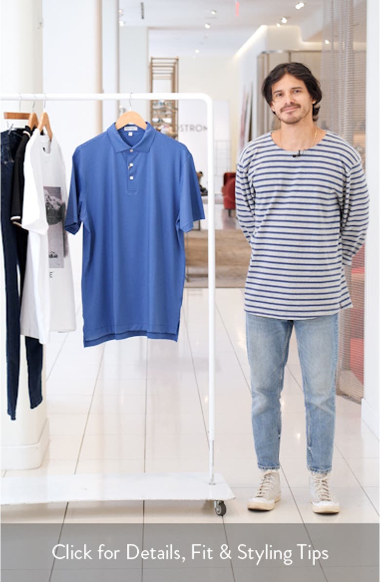 Axle Geometric Print Performance Jersey UPF50+ Polo, sales video thumbnail