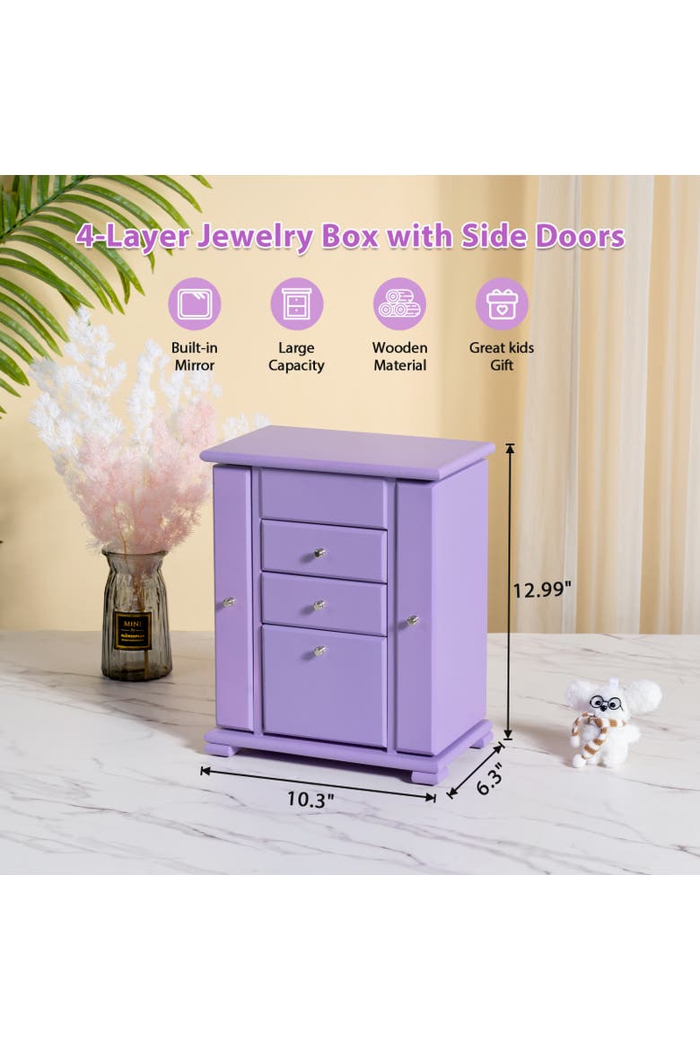 Wooden Musical Jewelry Box, Alternate, color, Purple