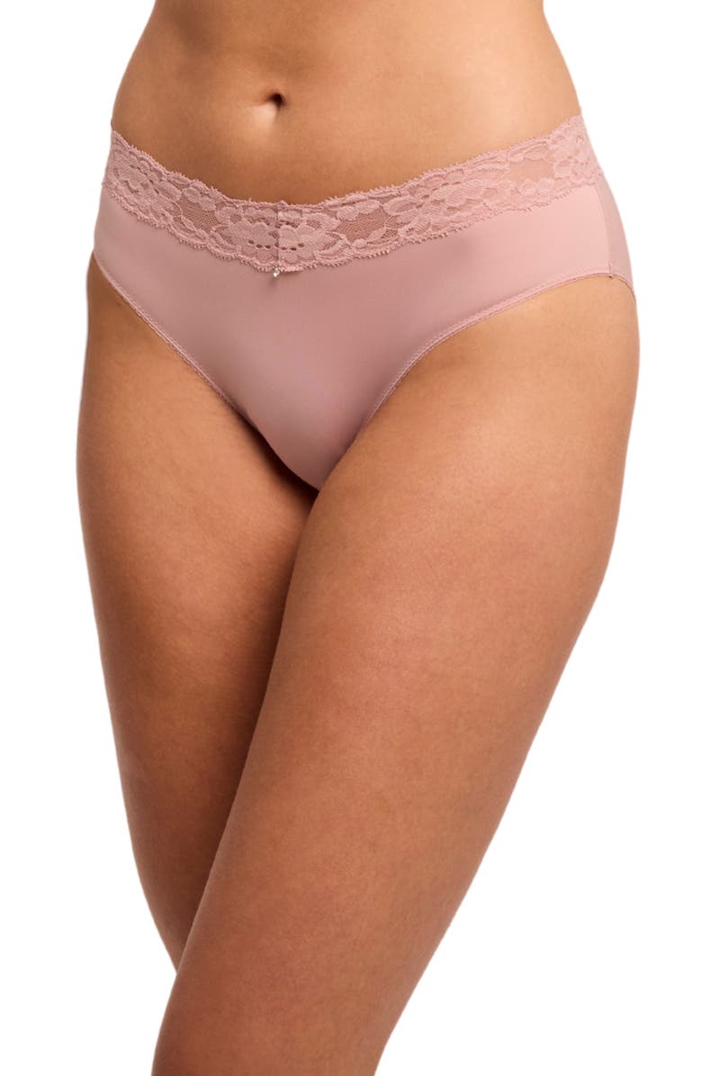 Montelle Intimates High Cut Lace Briefs, Main, color, Ballet Pink