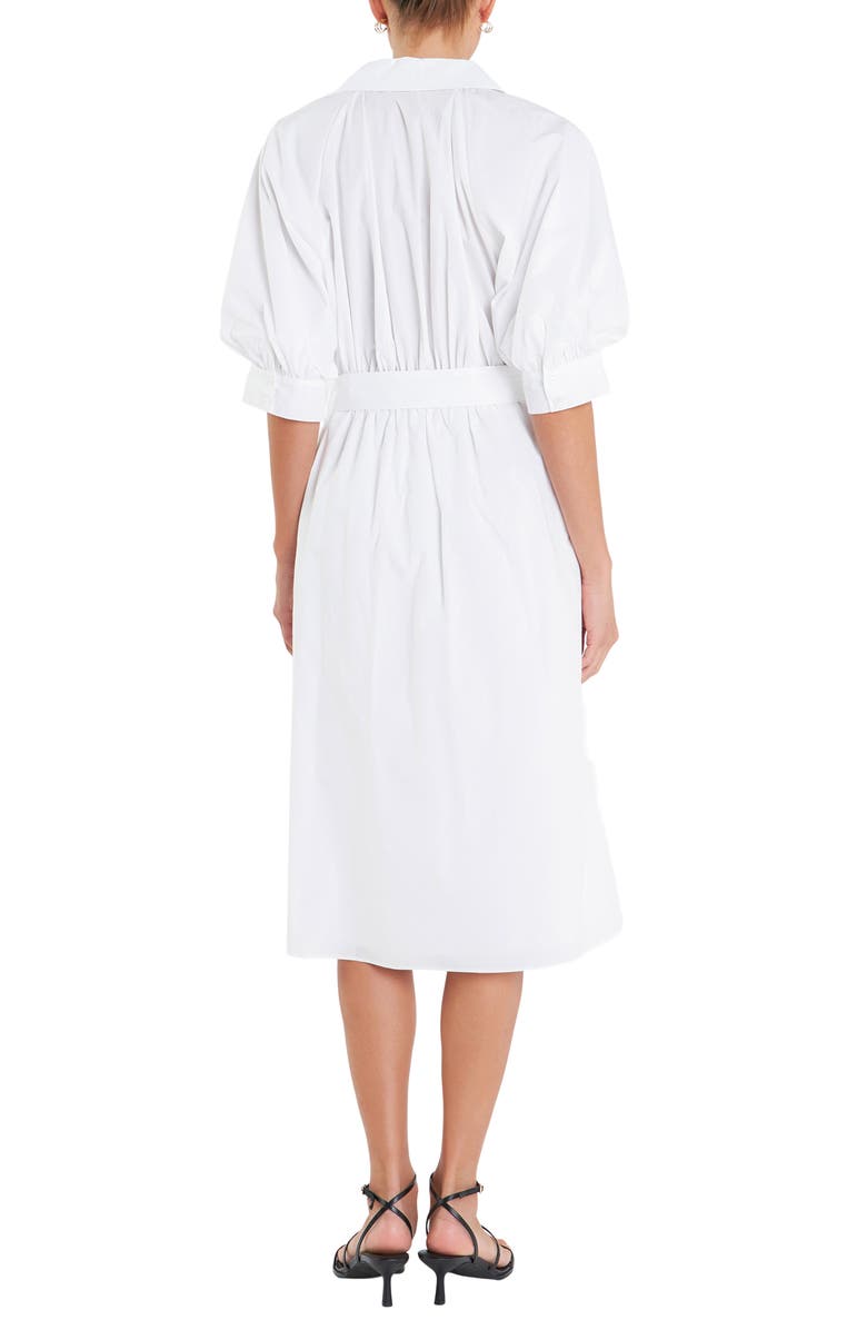 English Factory Tie Belt Shirtdress, Alternate, color, White