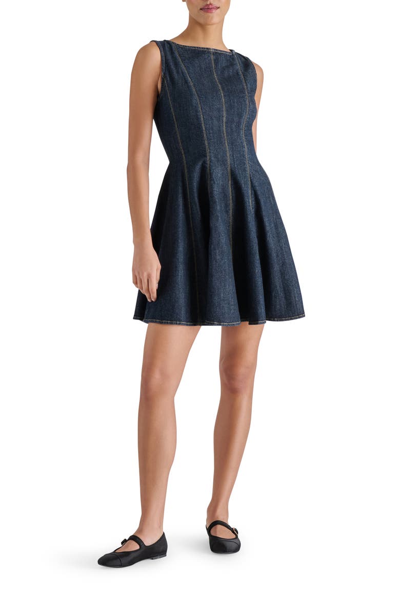 Nili Denim Fit & Flare Minidress, Main, color, WASHED DENIM