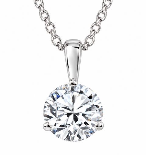 1/2ct Solitaire Diamond 3prong Martini Pendant 14k Gold Necklace Lab Grown