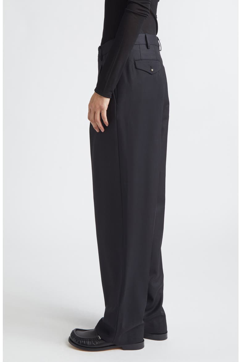 Double Pleat Wool Pants, Alternate, color, BLACK