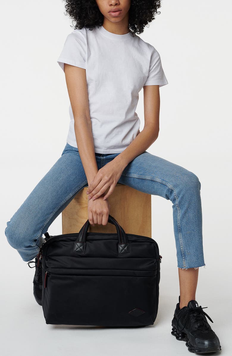 MZ Wallace Black Bleeker Slim Briefcase, Alternate, color,