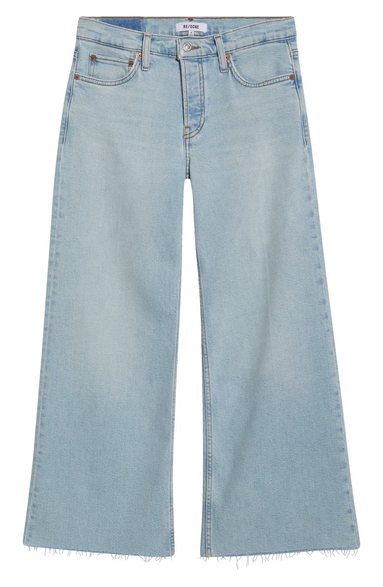 Re/Done High Waist Raw Hem Wide Leg Crop Jeans, Alternate, color, Ola Indigo