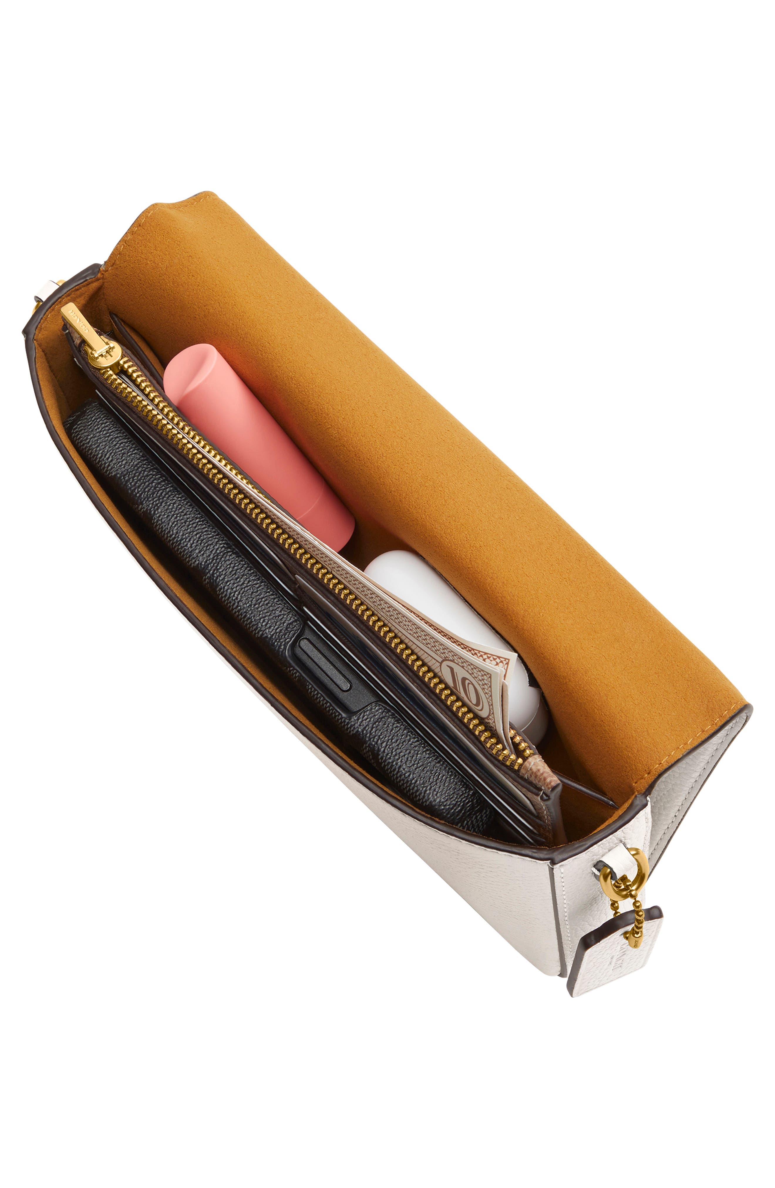 COACH Essential Polished Pebble Leather Crossbody Bag, Alternate, color, Chalk