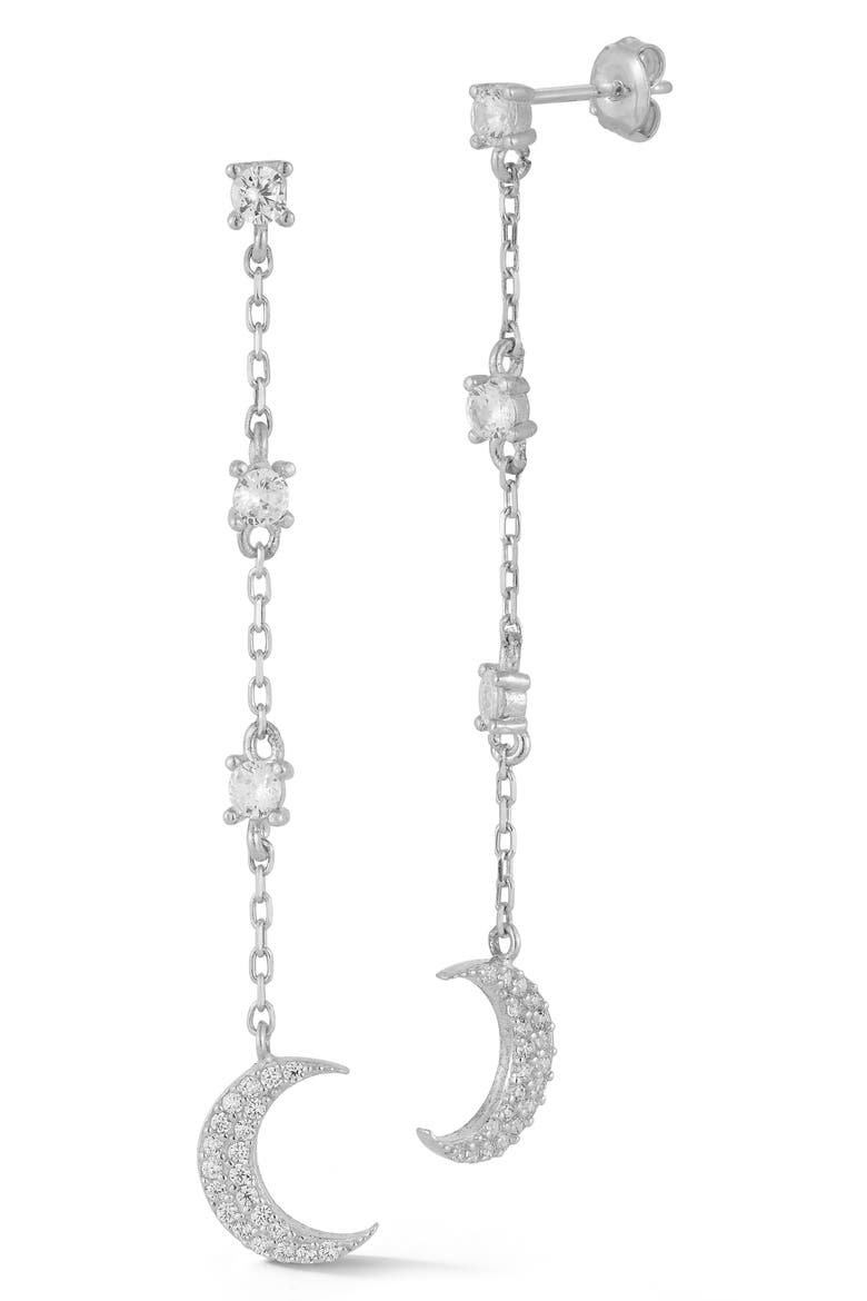 Moon Drop Earrings, Main, color, SILVER