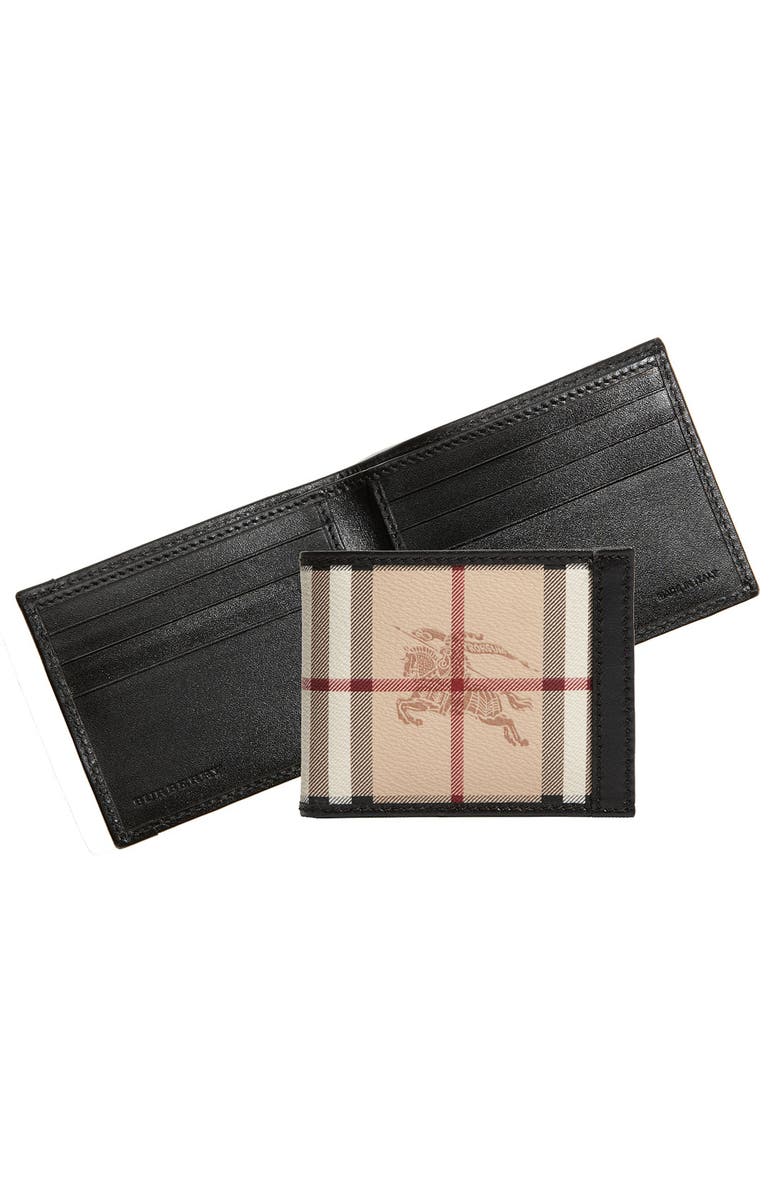 Burberry Small Check Print Billfold Wallet, Alternate, color, 