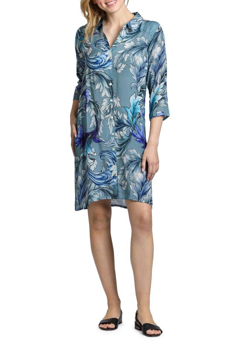 APNY Cupro Blend Shirtdress, Main, color, Blue Multi