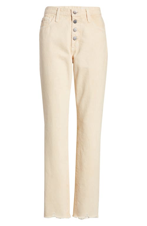 AG HIGH WAIST RAW HEM STRAIGHT LEG JEANS 