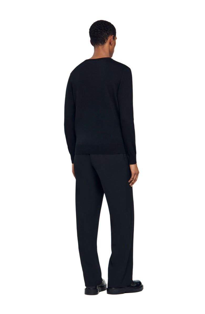 SANDRO V-neck wool sweater, Alternate, color, Black