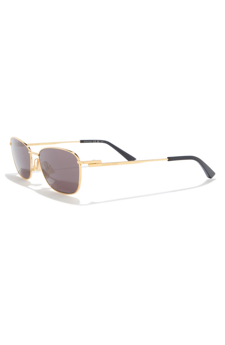 Bottega Veneta 56mm Rectangular Sunglasses, Alternate, color, Gold Gold Grey