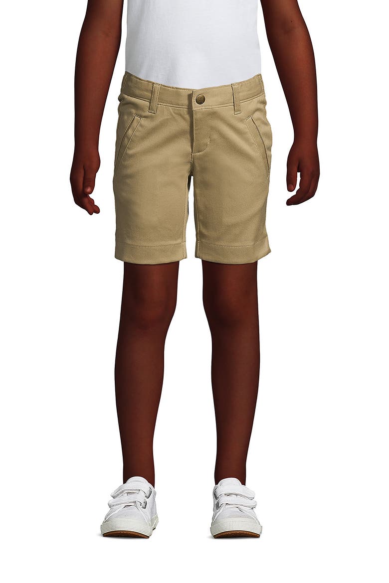 School Uniform Girls Stretch Chino Bermuda Shorts, Main, color, Khaki