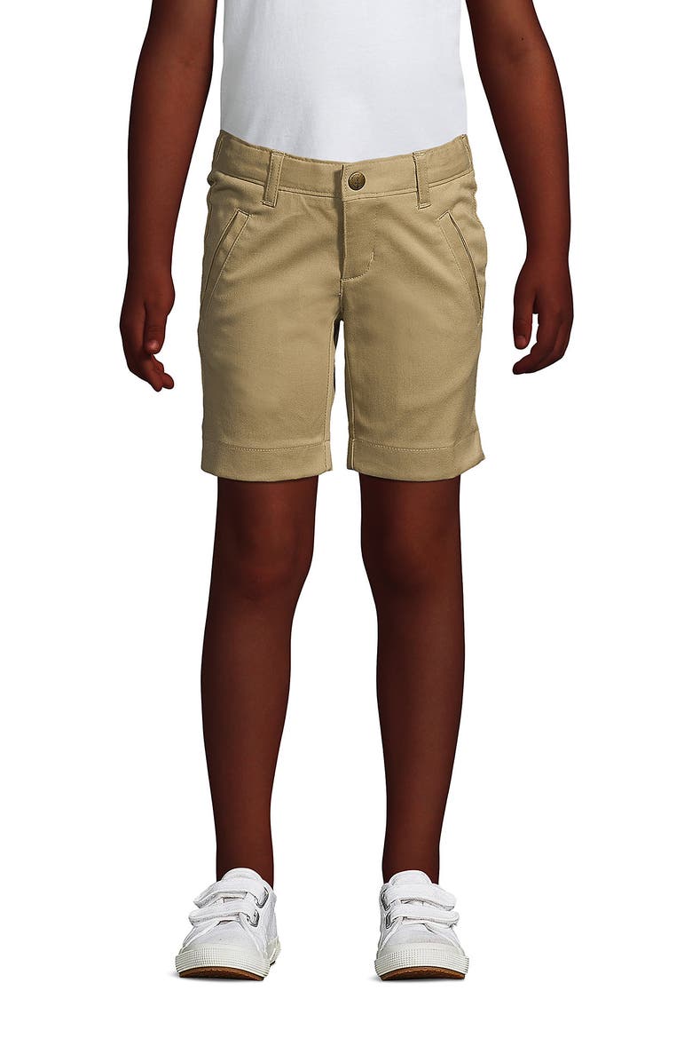Lands' End School Uniform Girls Stretch Chino Bermuda Shorts, Main, color, Khaki