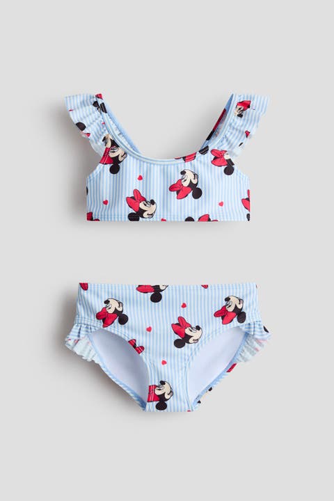 Flounced printed two-piece swimsuit